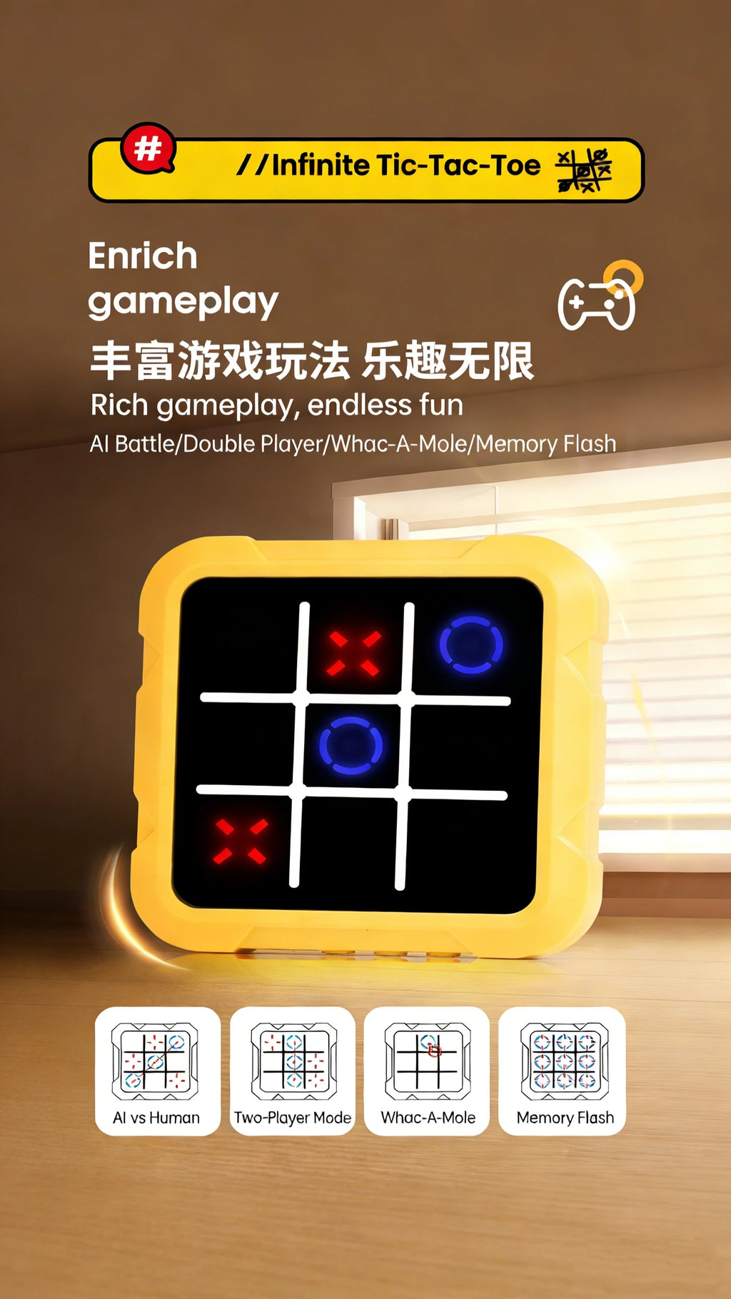 Electronic Tic-Tac-Toe Strategy Game for Kids