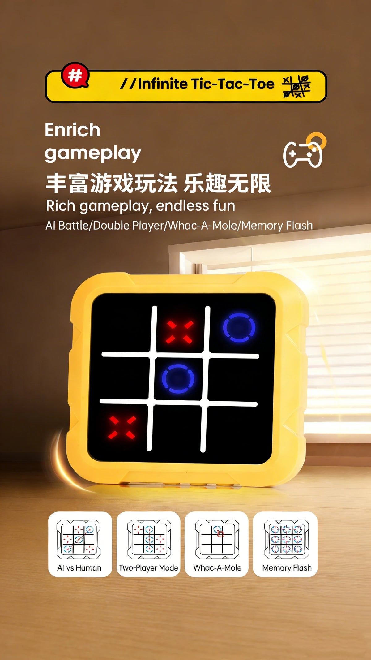 Electronic Tic-Tac-Toe Strategy Game for Kids