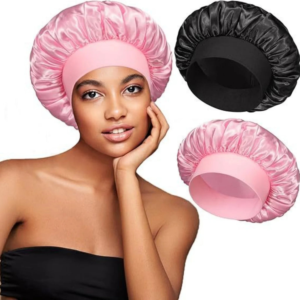 Satin Hair Bonnet – Wide-Band Sleep Cap for Women