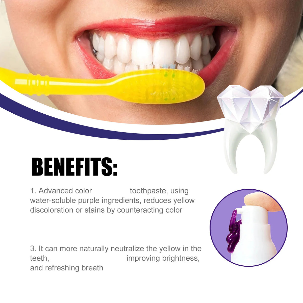 Purple Whitening Mousse Toothpaste – Deep Cleansing & Fresh Breath (50ml)