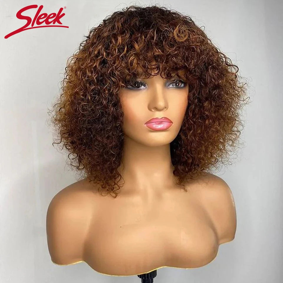 Jerry Curly Short Bob Wig – Glueless Human Hair with Bangs