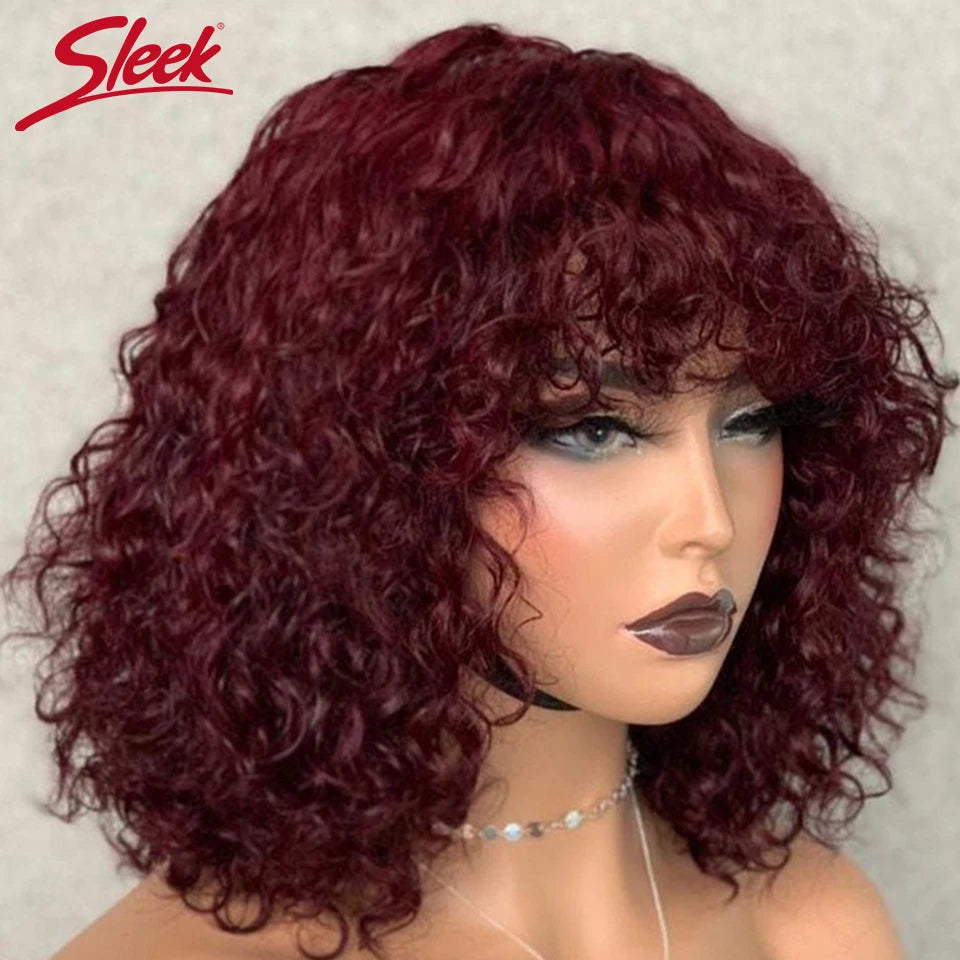 Jerry Curly Short Bob Wig – Glueless Human Hair with Bangs