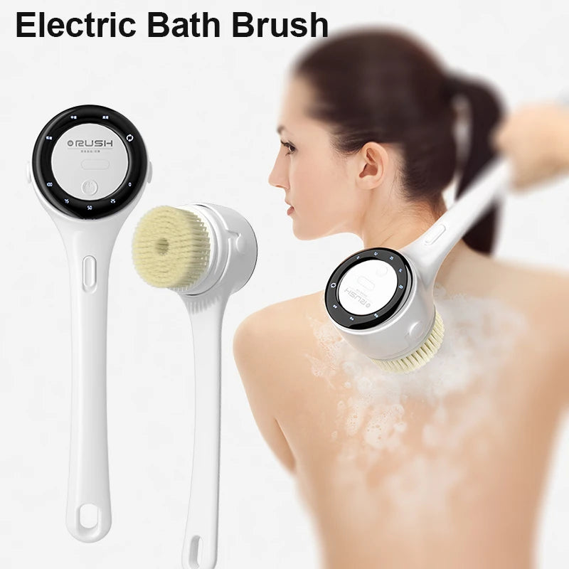Electric Shower Cleaning Brush – 5 Heads, 3 Speeds, Long Handle