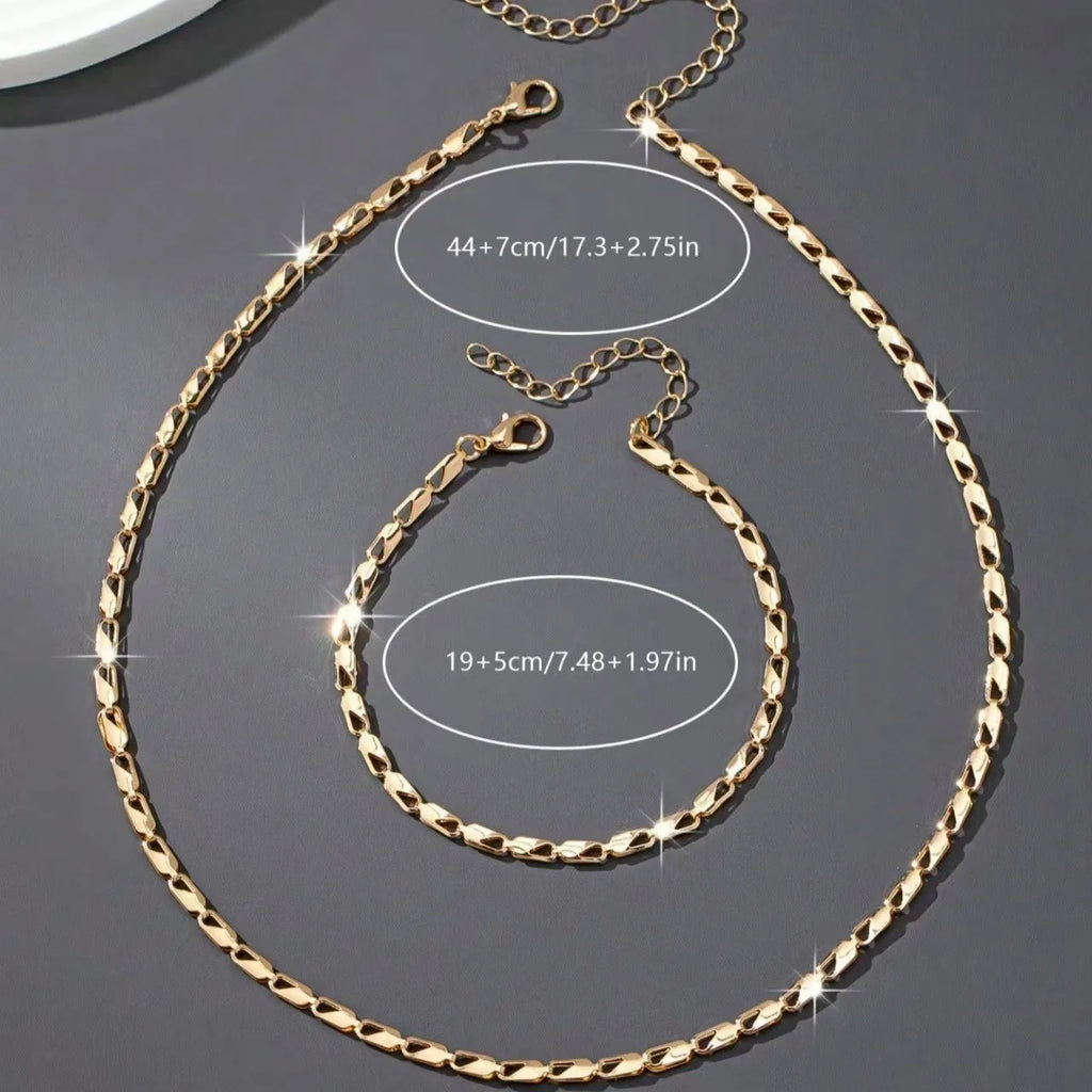 Luxurious Women's Necklace & Bracelet Set – Gold Plated Fashion Jewelry
