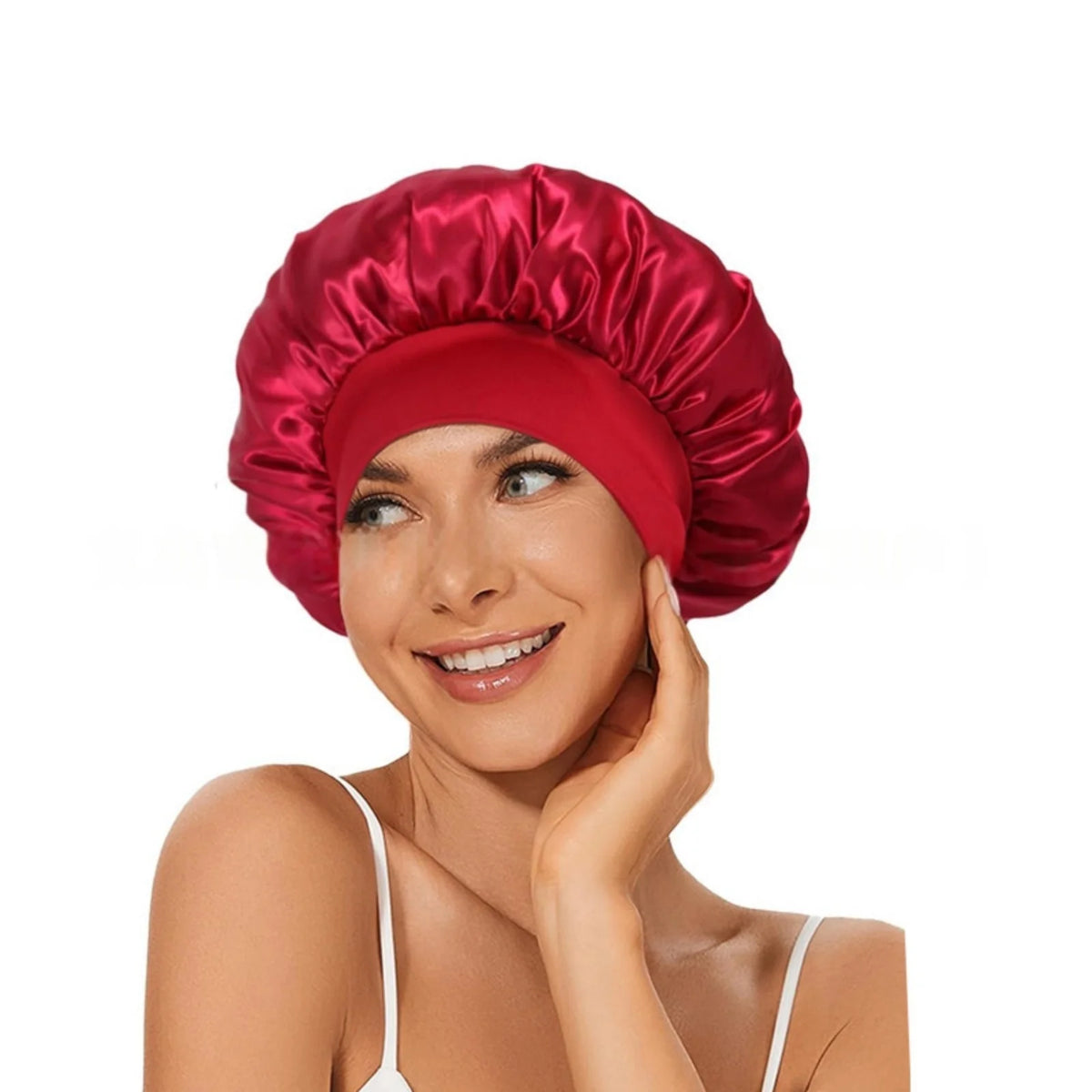 Satin Hair Bonnet – Wide-Band Sleep Cap for Women